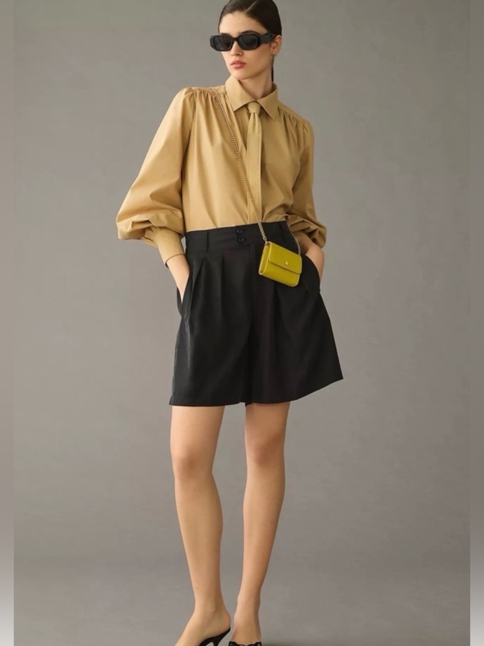 Anthropologie High-Waist Black Tailored Shorts